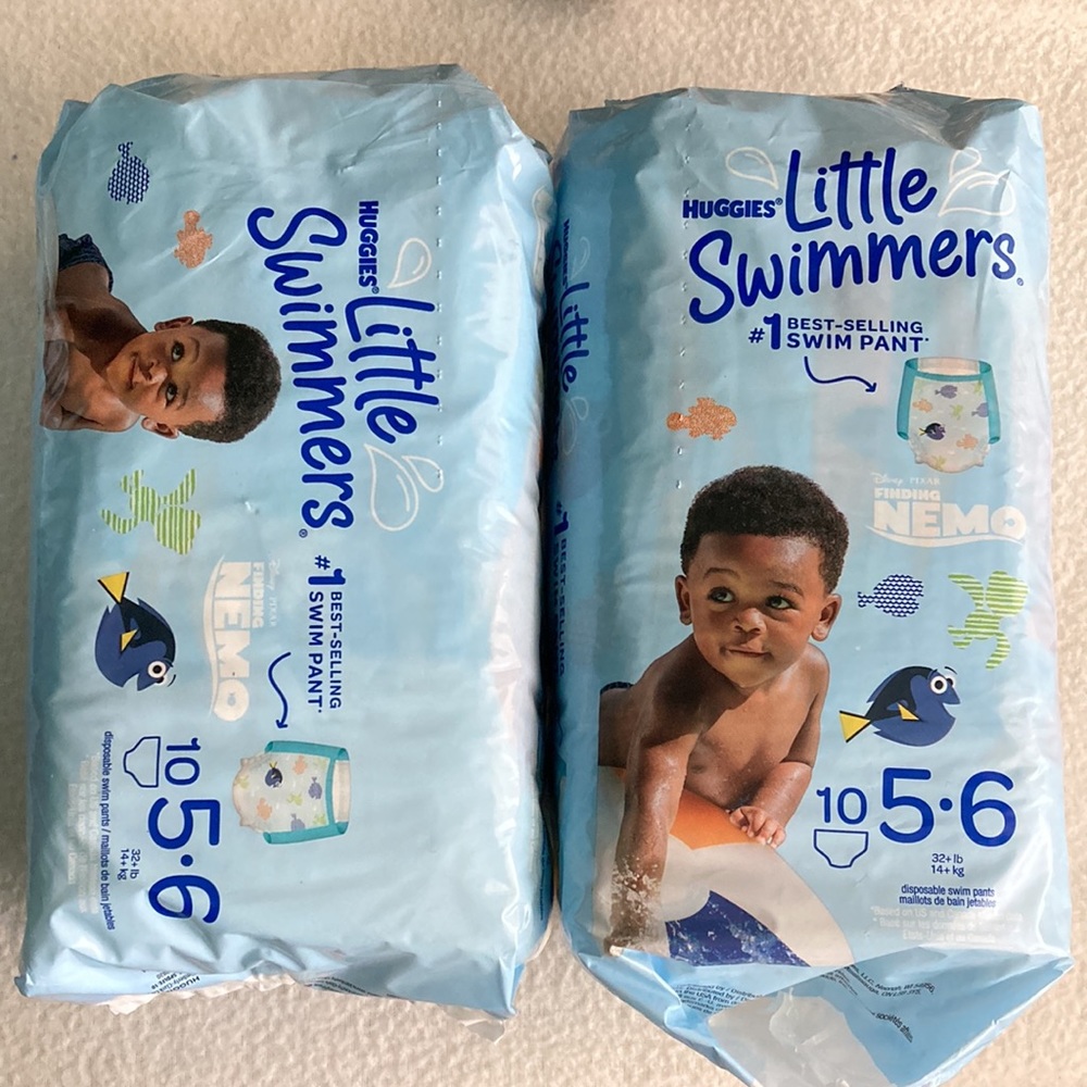 Huggies Little Swimmers 5 6 Lot of 2 10-packs Swim Diapers Sz L Nemo Boys Girl